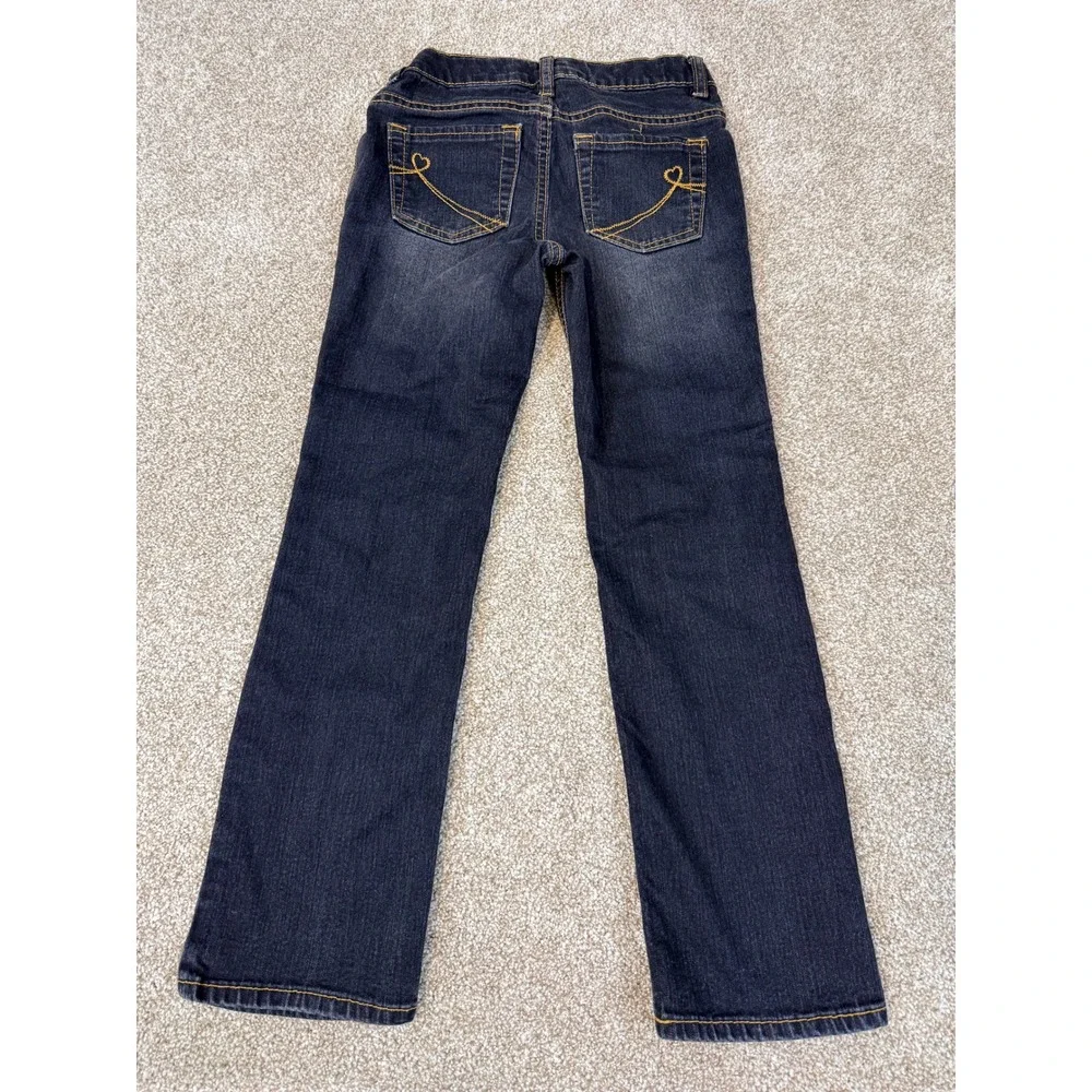The Children's Place Girls Skinny Stretch Jeans Dark Wash Blue Size 6x/7 Heart‎